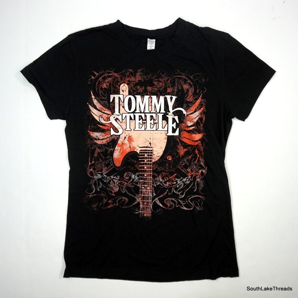 Tommy Steele Guitar Graphic Spellout T-Shirt XL